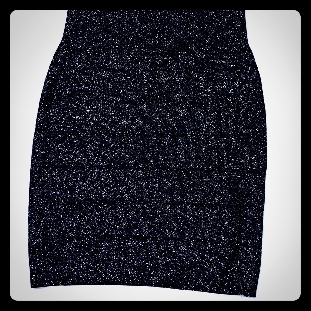 Black stretch sparkly mini skirt